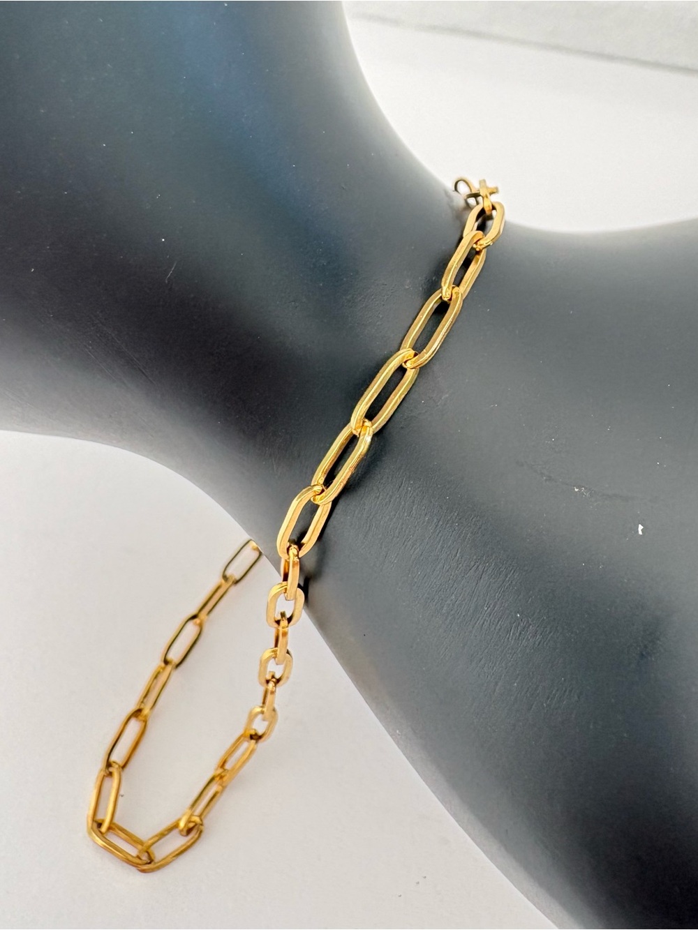 Dainty Gold Tone Paperclip Chain Bracelet